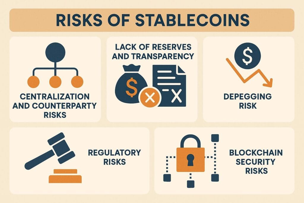 Infographic listing the risks of stablecoins